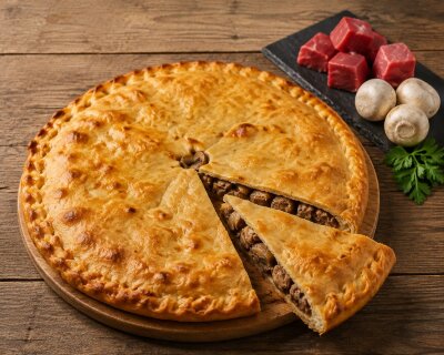 Осетинский пирог с рубленным мясом и грибами